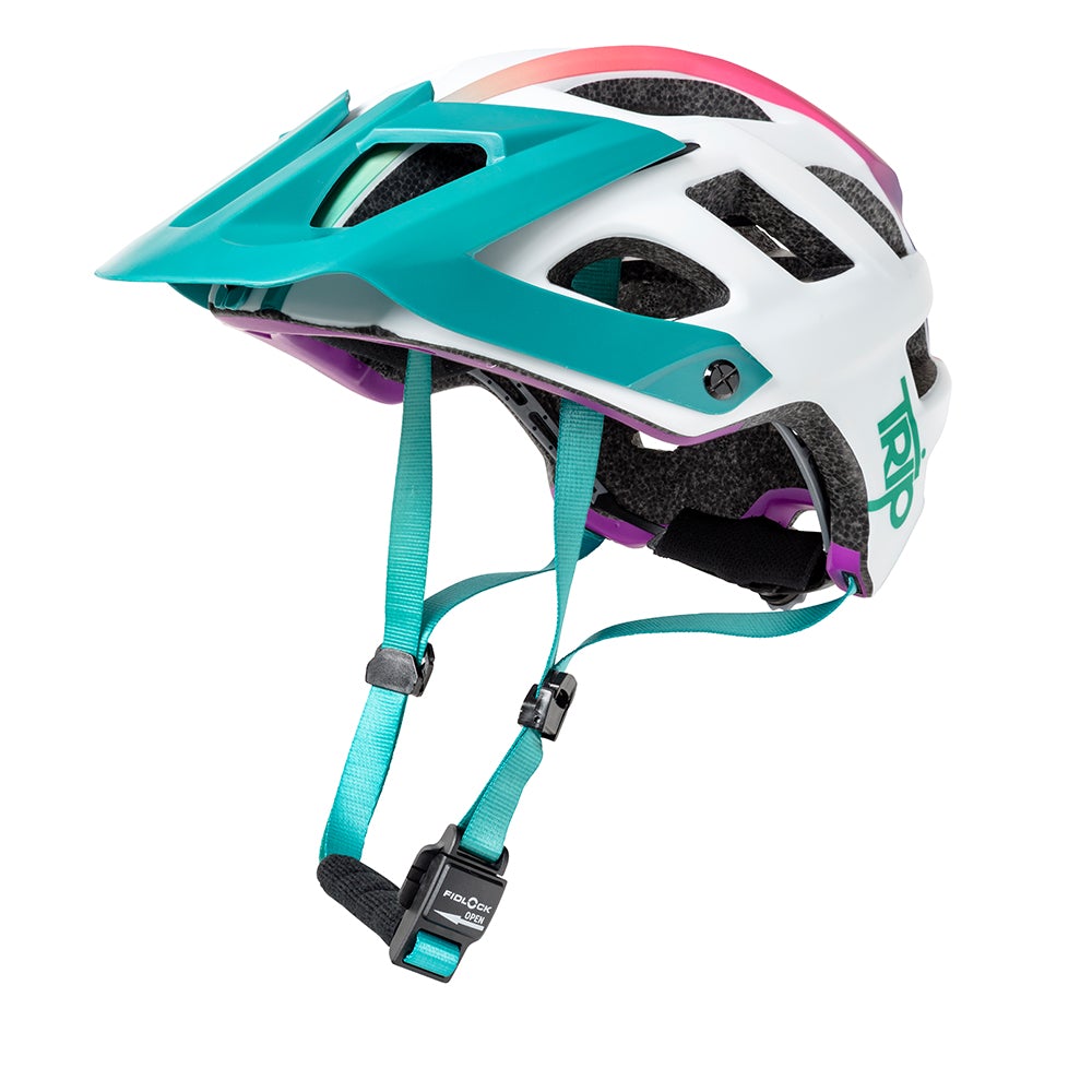 Casco Enduro Blanco Turquesa