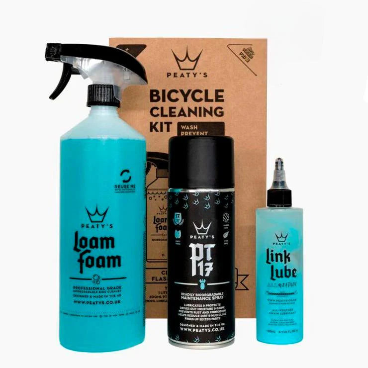 Kit Limpieza Bicicleta Espuma de Lavado, Spray de Mantencion y Lubricante Cadena Peaty's